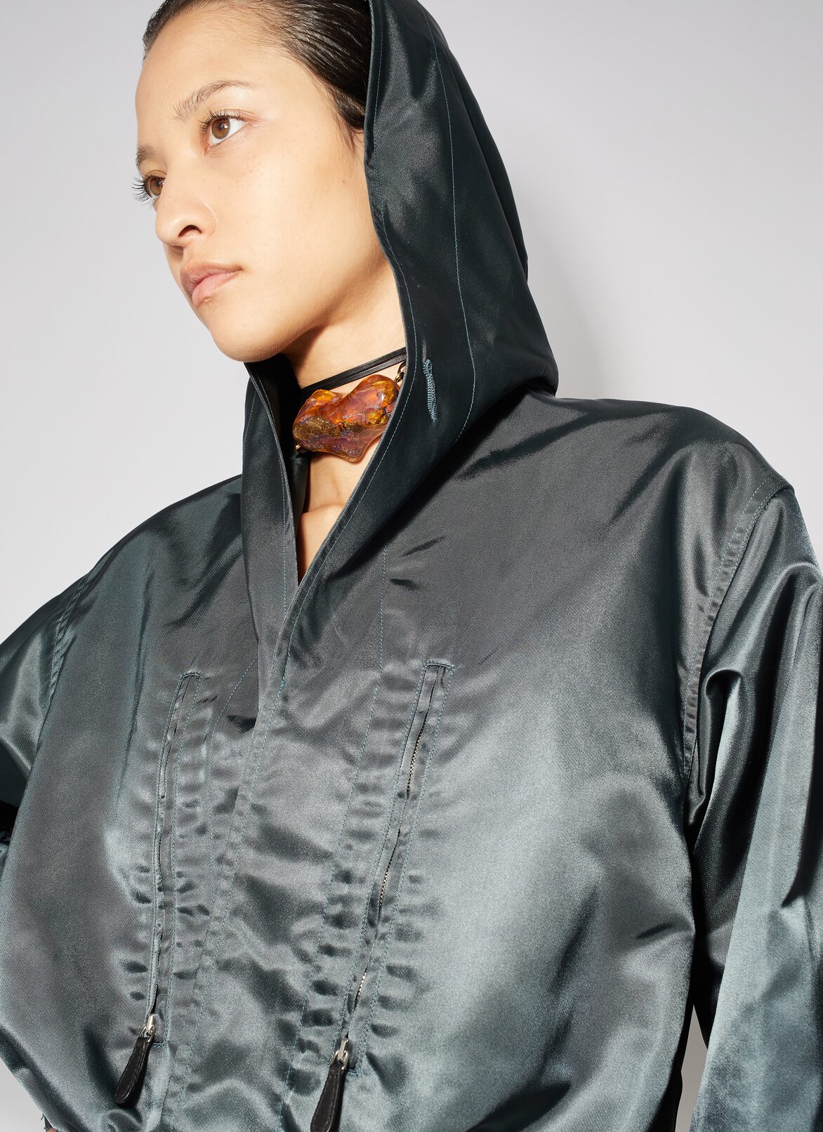 Nylon hood body-shirt ALAÏA GREEN NYLON HOOD BODY-SHIRT